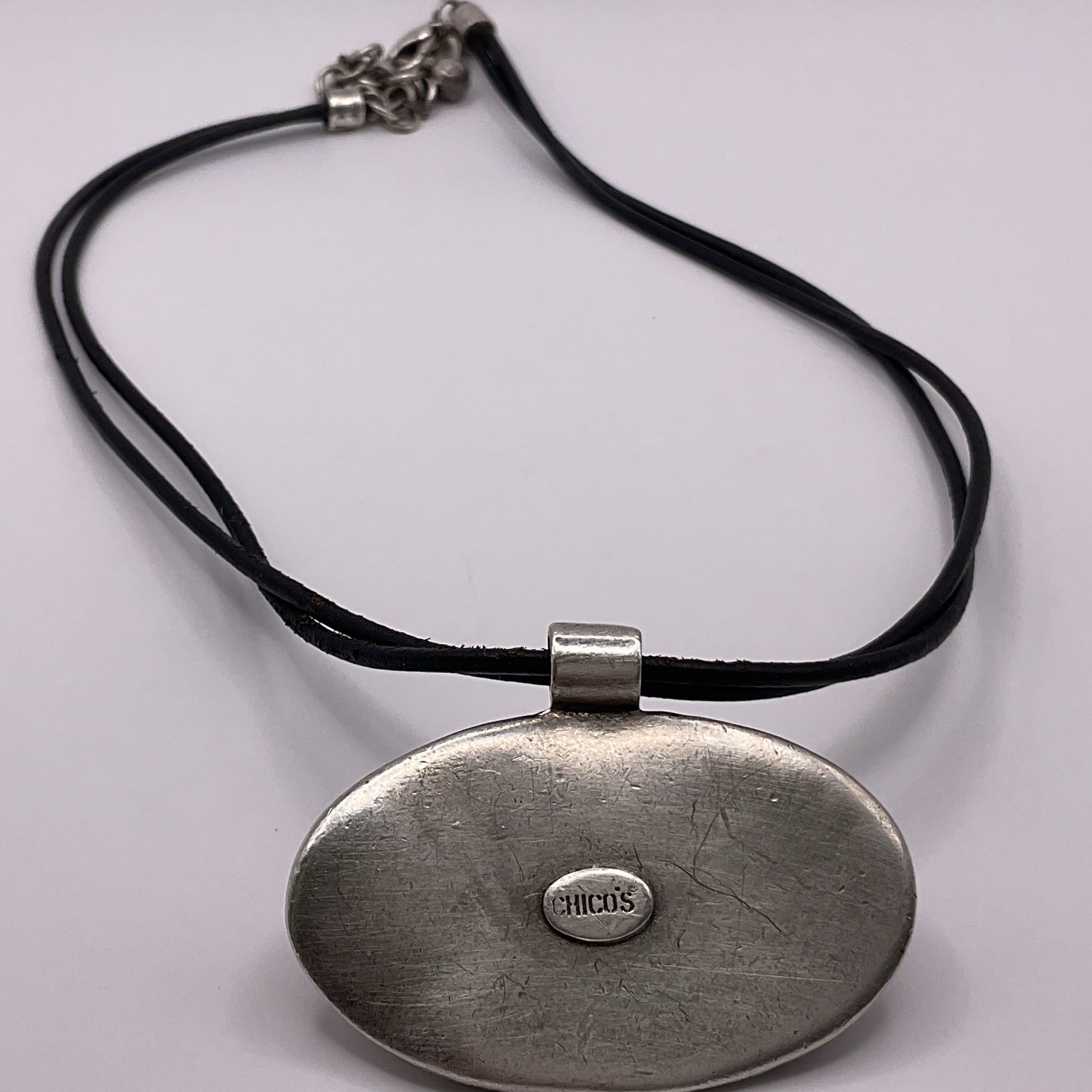Vintage Chico’s Oval Pendant Necklace with Turquoise Accent