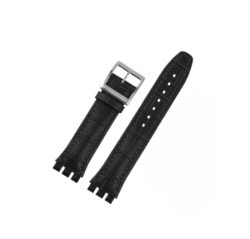 For swatch quality textured interface genuine leather watch band strap 17mm 19mm