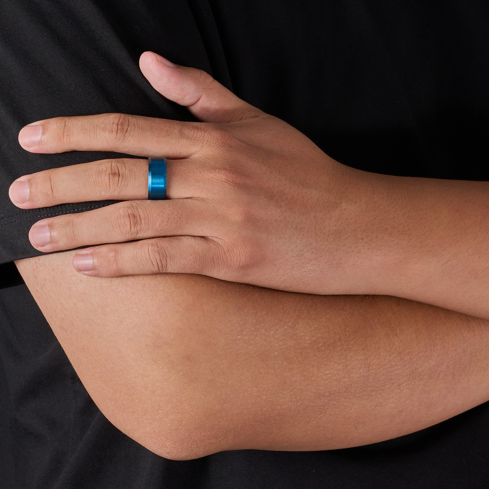 8mm Blue Classic Simplicity Tungsten Ring ATOP Brushed Men Bridal Jewelry