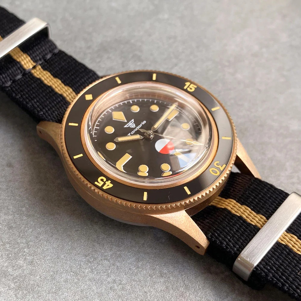 Tandorio 50 Fathoms Real CUSN8 Solid Bronze NH35A Auto Vintage Men Watch 20ATM