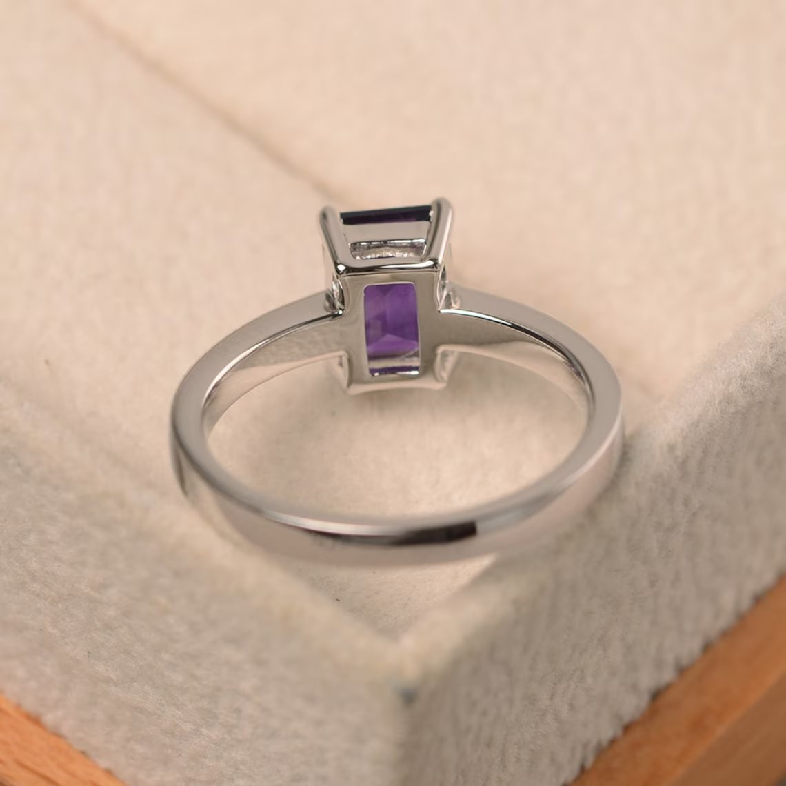 2CT Amethyst Gemstone 925 Silver Plated Solitaire Ring US Duty Free