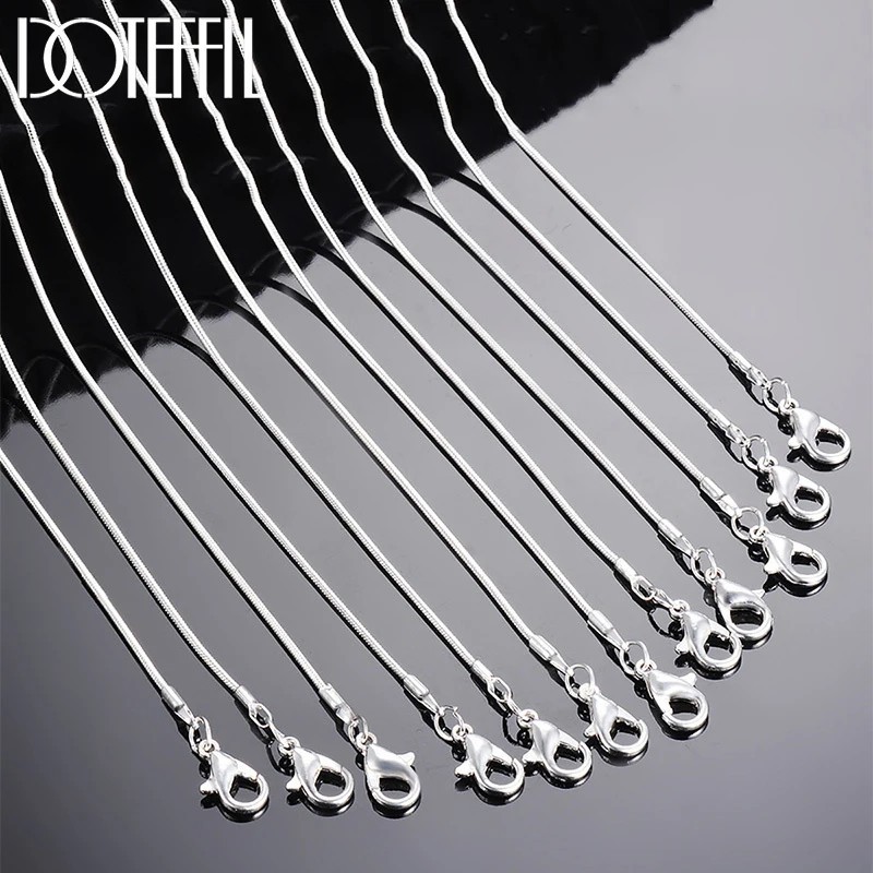 10-Pack Wholesale Solid 925 Sterling Silver 1mm Snake Chain Necklaces (16-30″)