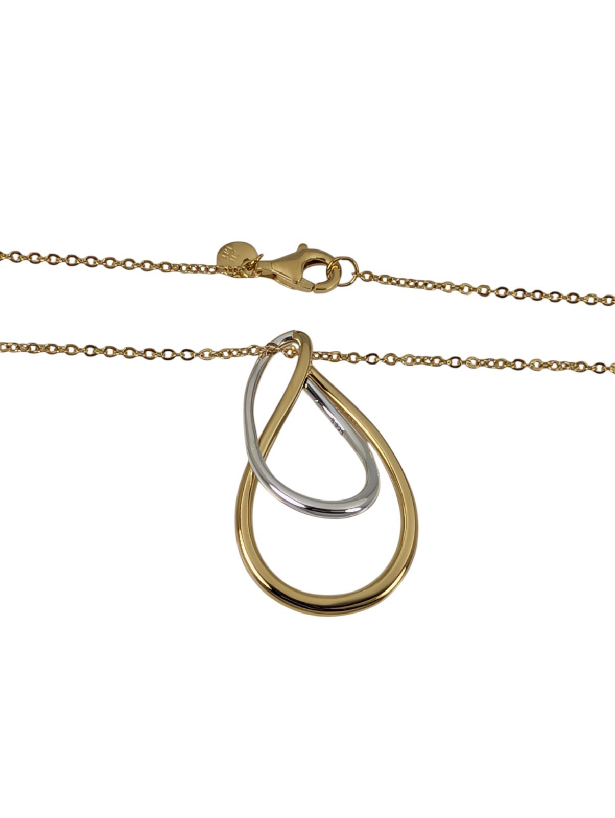 NEW 100% Authentic PANDORA Two Tone Double Pendant Gold Chain Necklace 364668C00