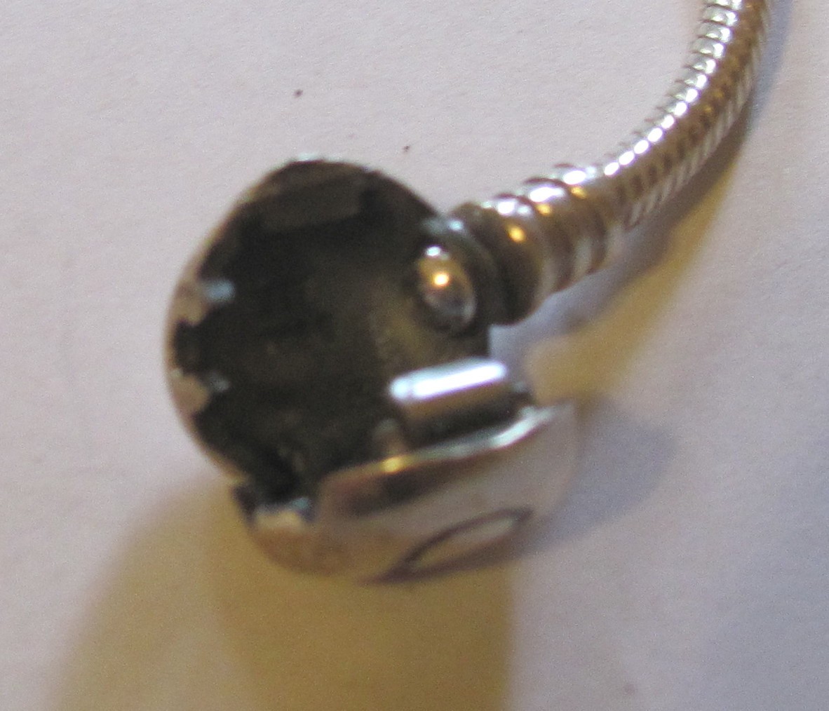 Pandora Sterling Silver Heart Clasp Snake Chain Bracelet #590719 Long 7.9 inches