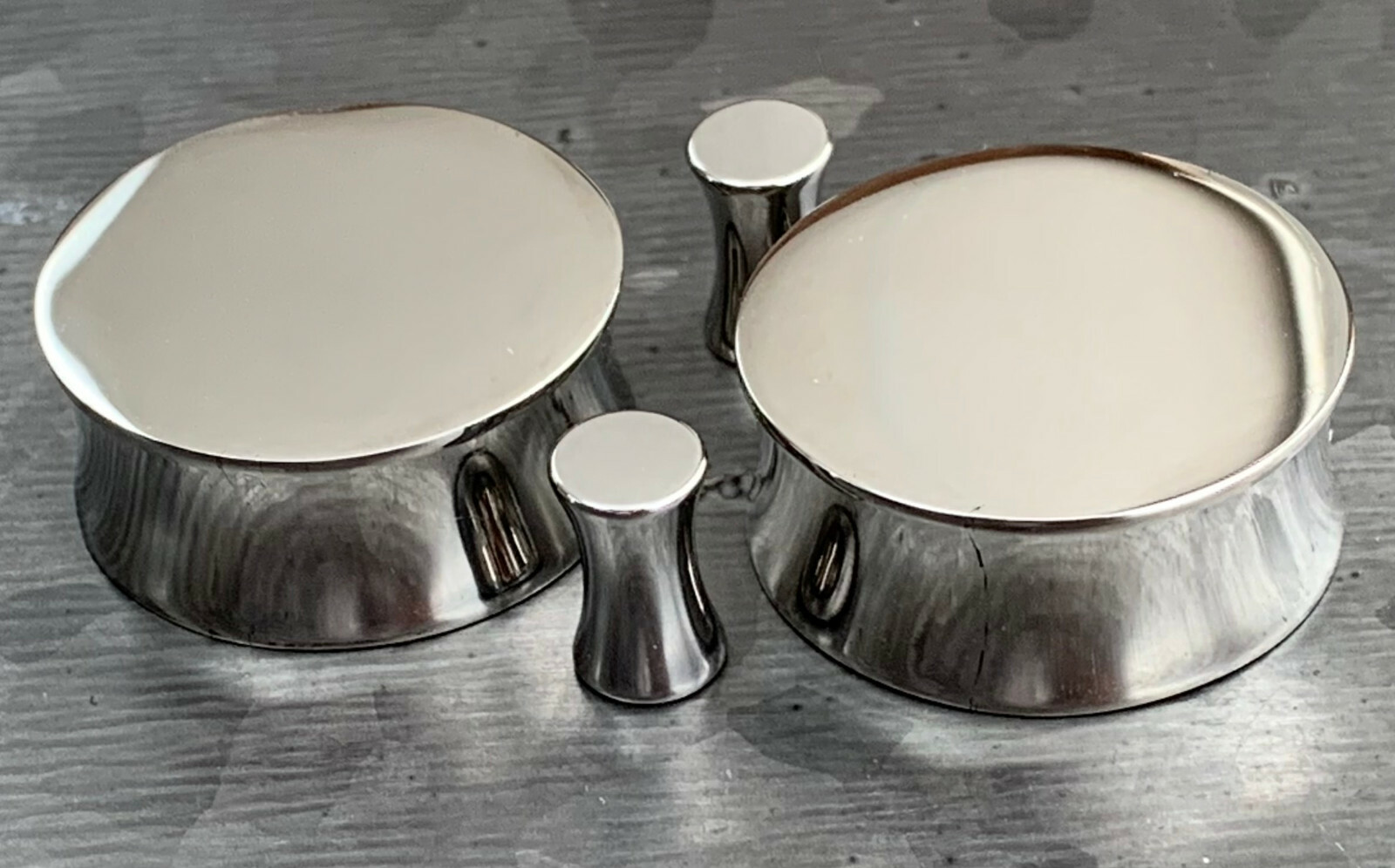 PAIR Hand Polished Solid 316L Surgical Steel Plugs Double Flare Saddle Gauges