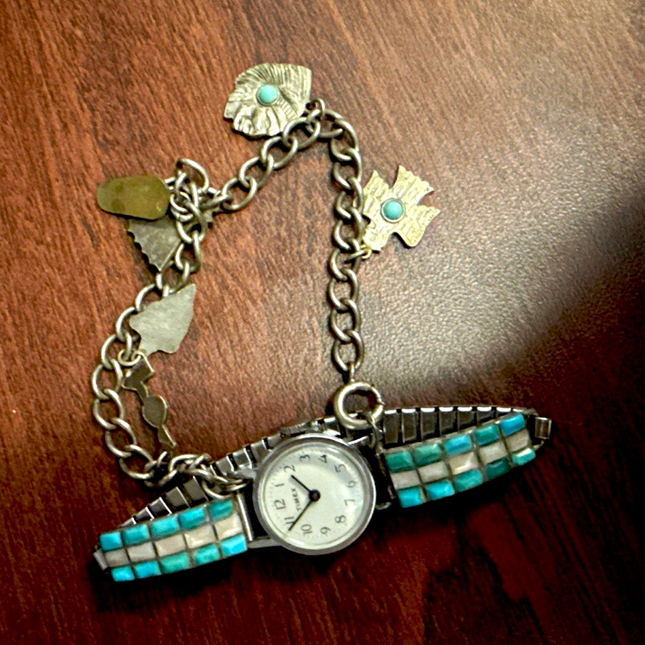 Timex Vintage Women’s Manual Mechanical Watch w/ Turquoise Bracelet