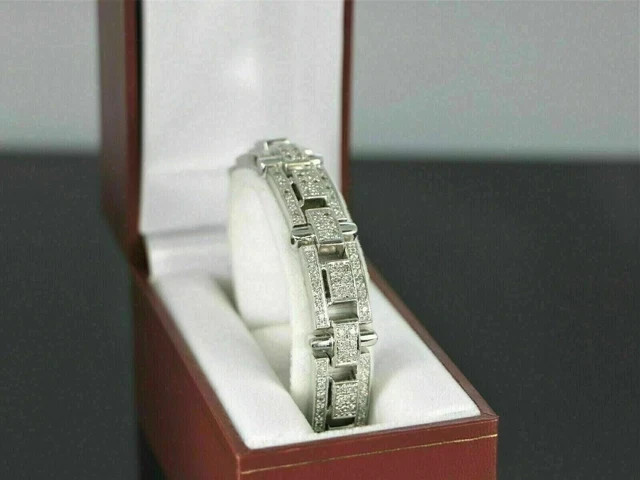10TCW Round Cut Lab Created Diamond Men’s Tennis Bracelet 925 Sterling Silver