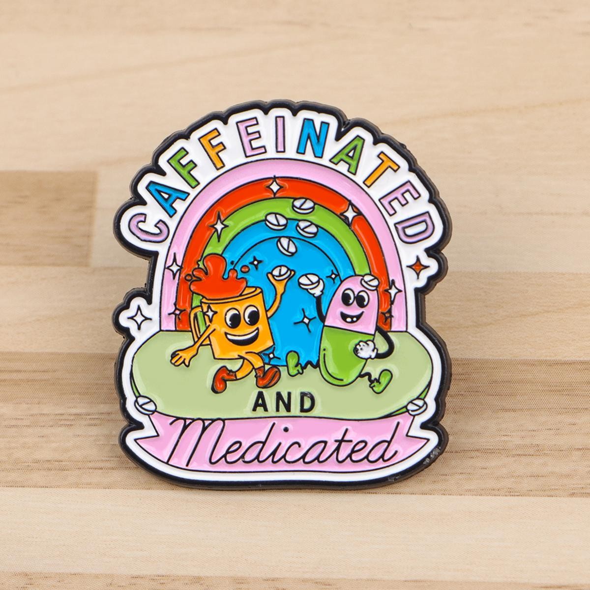 Funny ADHD Quote Enamel Pin Cartoon Cat Brooch Lapel Badge Gift Jewelry