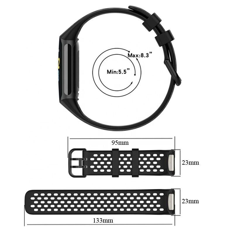 For Fitbit Charge 5/ Charge 6 Silicone Sports Replacement Breathable Band Strap