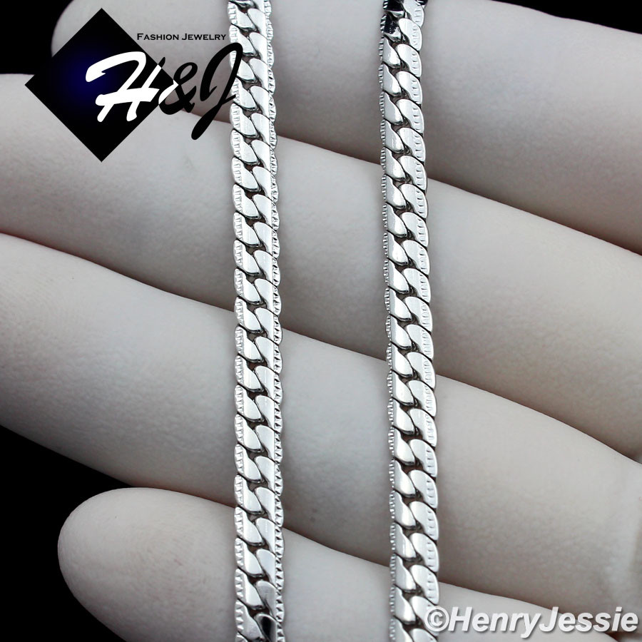 16-40″MEN Stainless Steel 4mm Silver Diamond Cut Miami Cuban Chain Necklace*N161