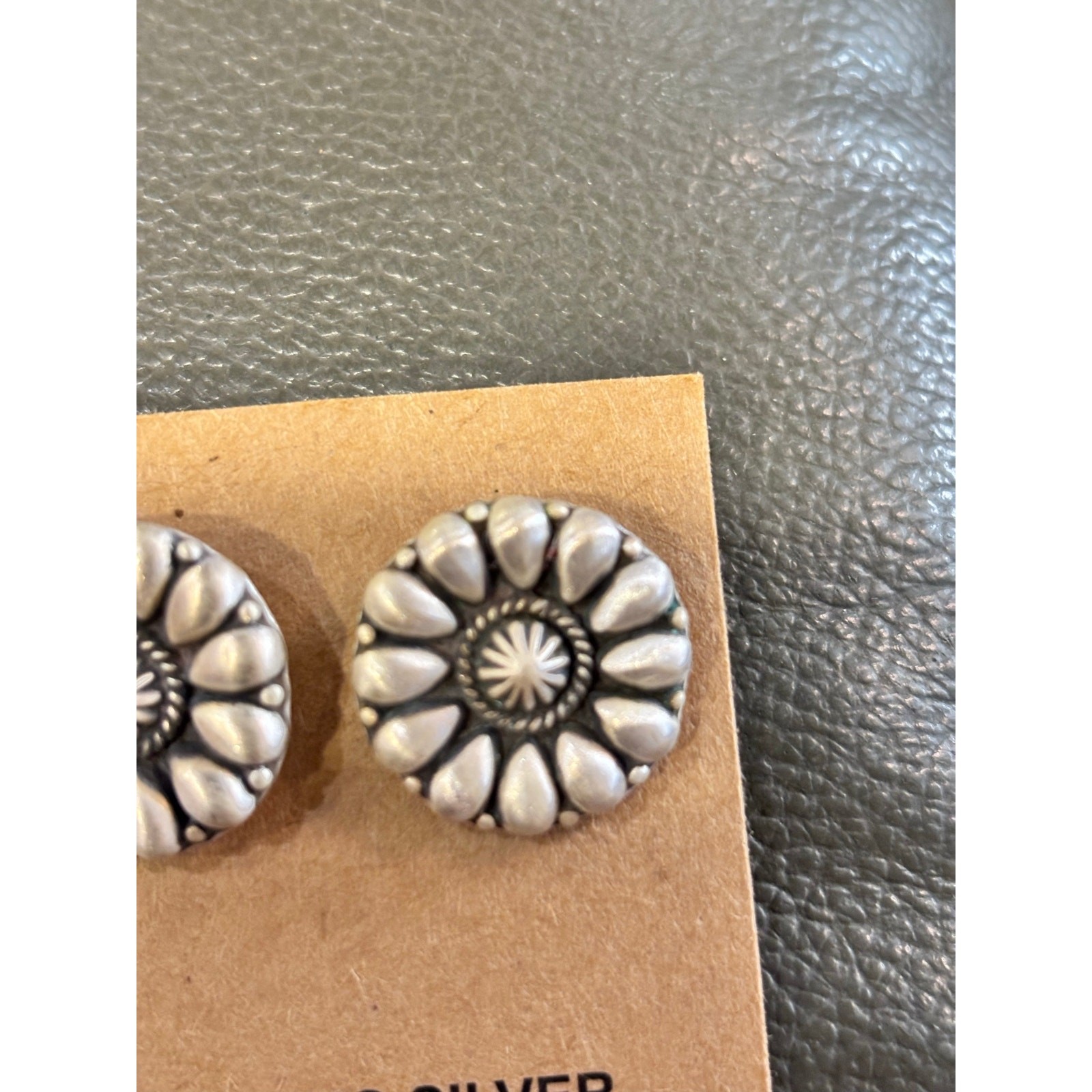 Sterling Silver Concho Design Southwestern Post Earings