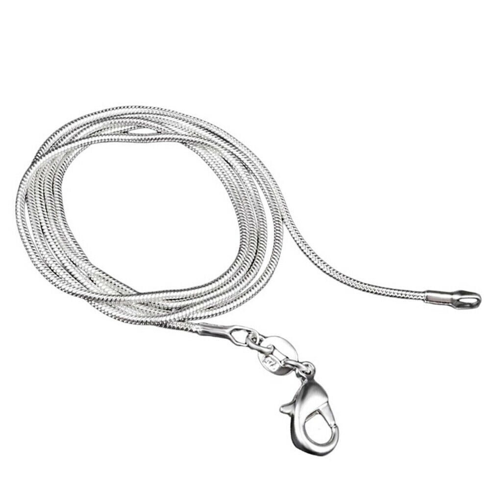 Round Snake Chain Necklace/925 Sterling Silver/16″-38″inch/0.9mm/1.2mm/1.6mm/2mm