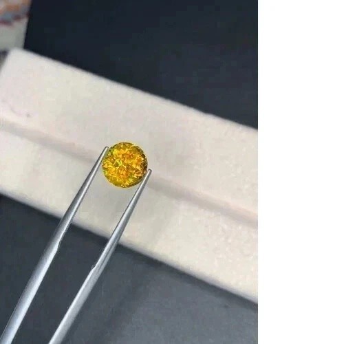 5 Ct+ Natural Full Fire Sphene Titanite Round Cut Certified Loose Gemstone