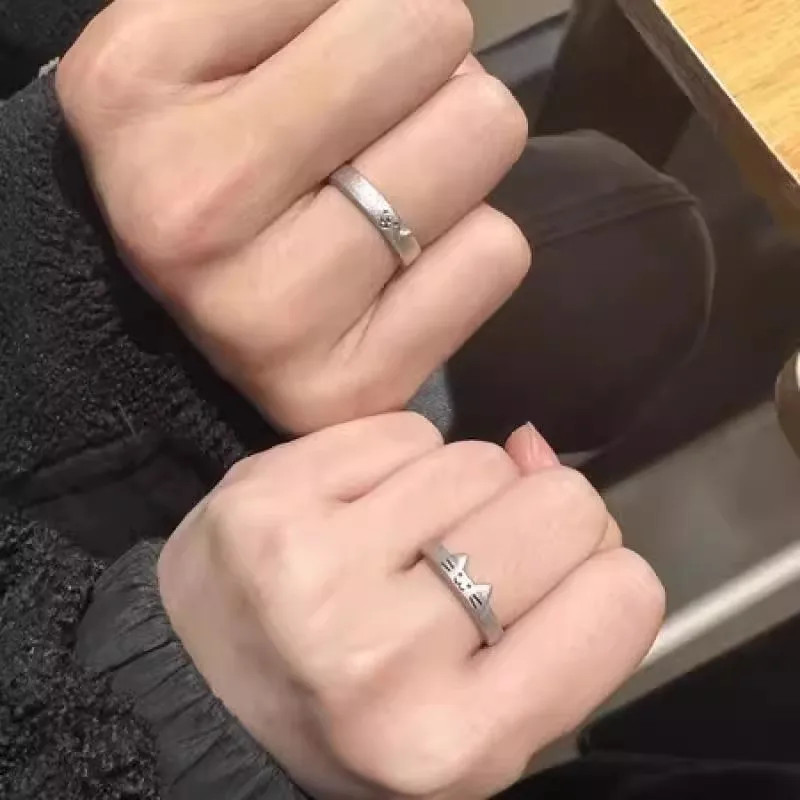2pcs Cute Cat Dog Animal Couple Ring for Women Men Lover Rings Jewelry