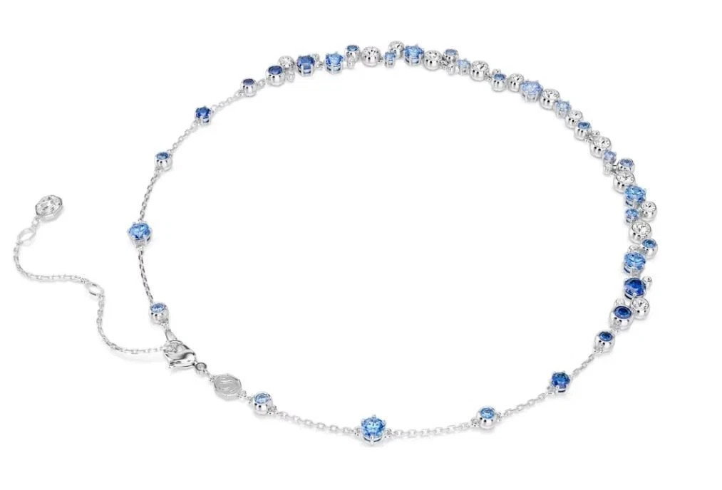 SWAROVSKI Constella necklace Mixed cuts, Blue, Rhodium plated