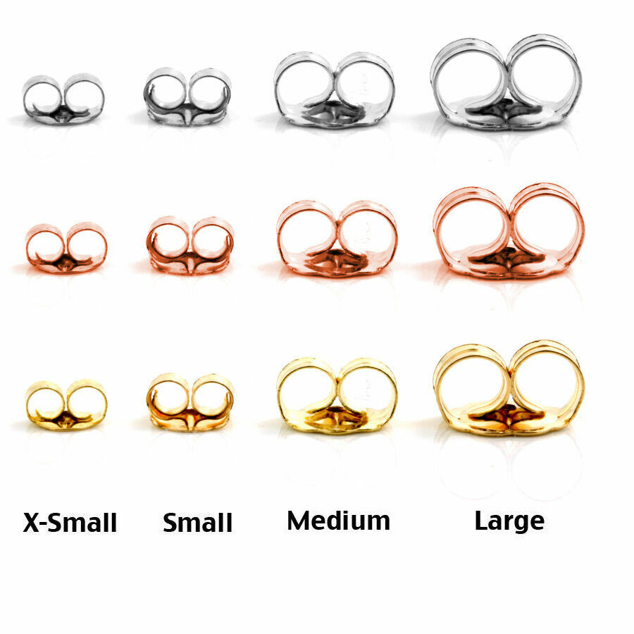 14k Yellow White Rose Gold Back ‘s Earring Butterfly Backing Small Medium Large