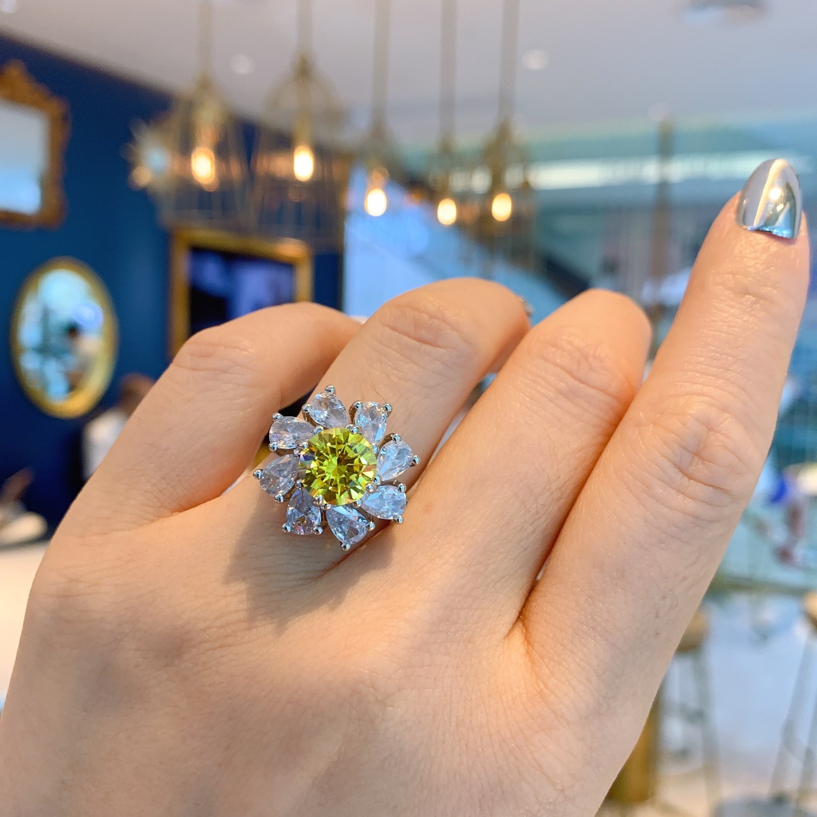 Pink Ring, Instagram-Style Red Corundum Ring, Gold-Toned Band
