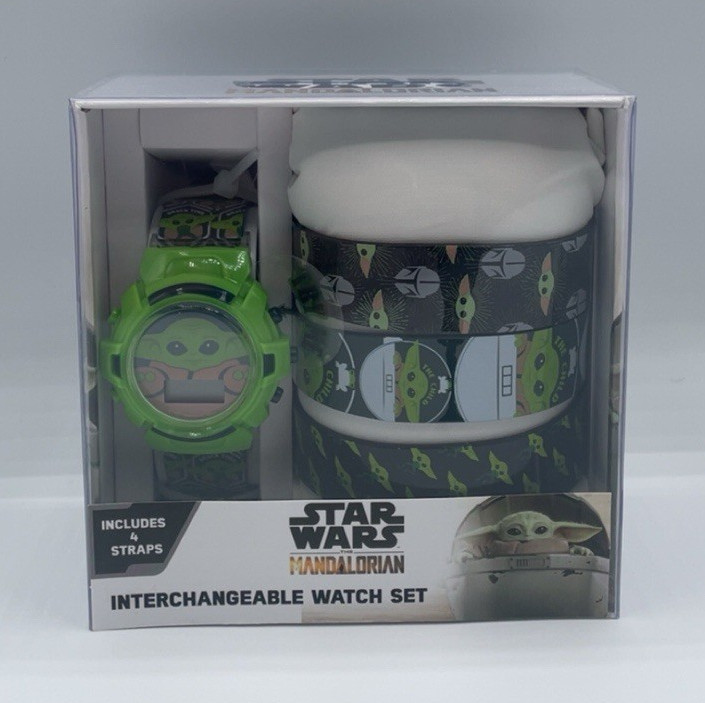 Star Wars Mandalorian Grogu Interchangeable Watch Set Quartz Analog 12-Hr