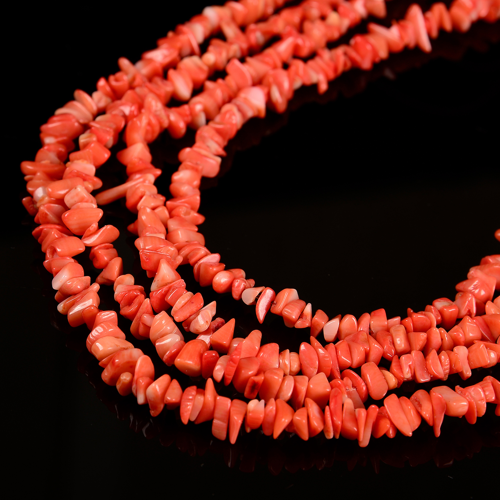 Orange Bamboo Coral Irregular Pebble Nugget Chips Beads Size 5-7mm 34″ Strand