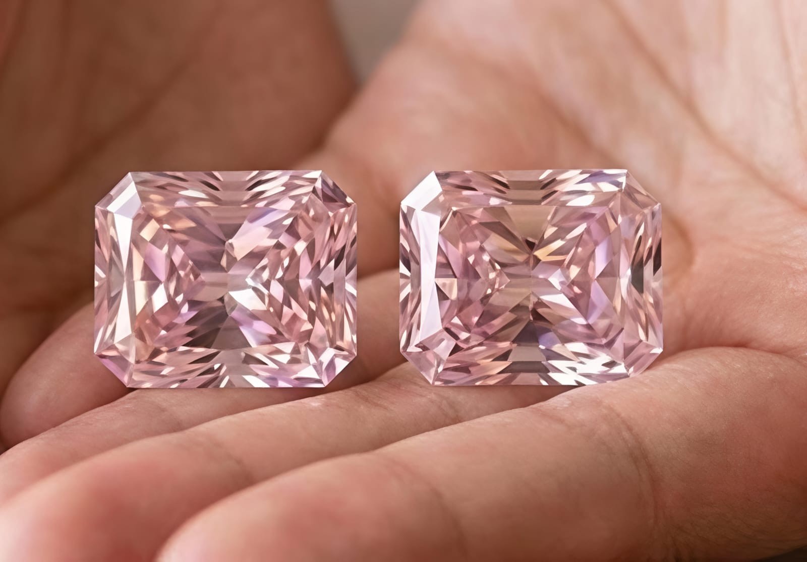 2 CT Pair Pink Color Radiant Cut VVS1 Diamond Premium Quality 7×9 Gemstone 2 p