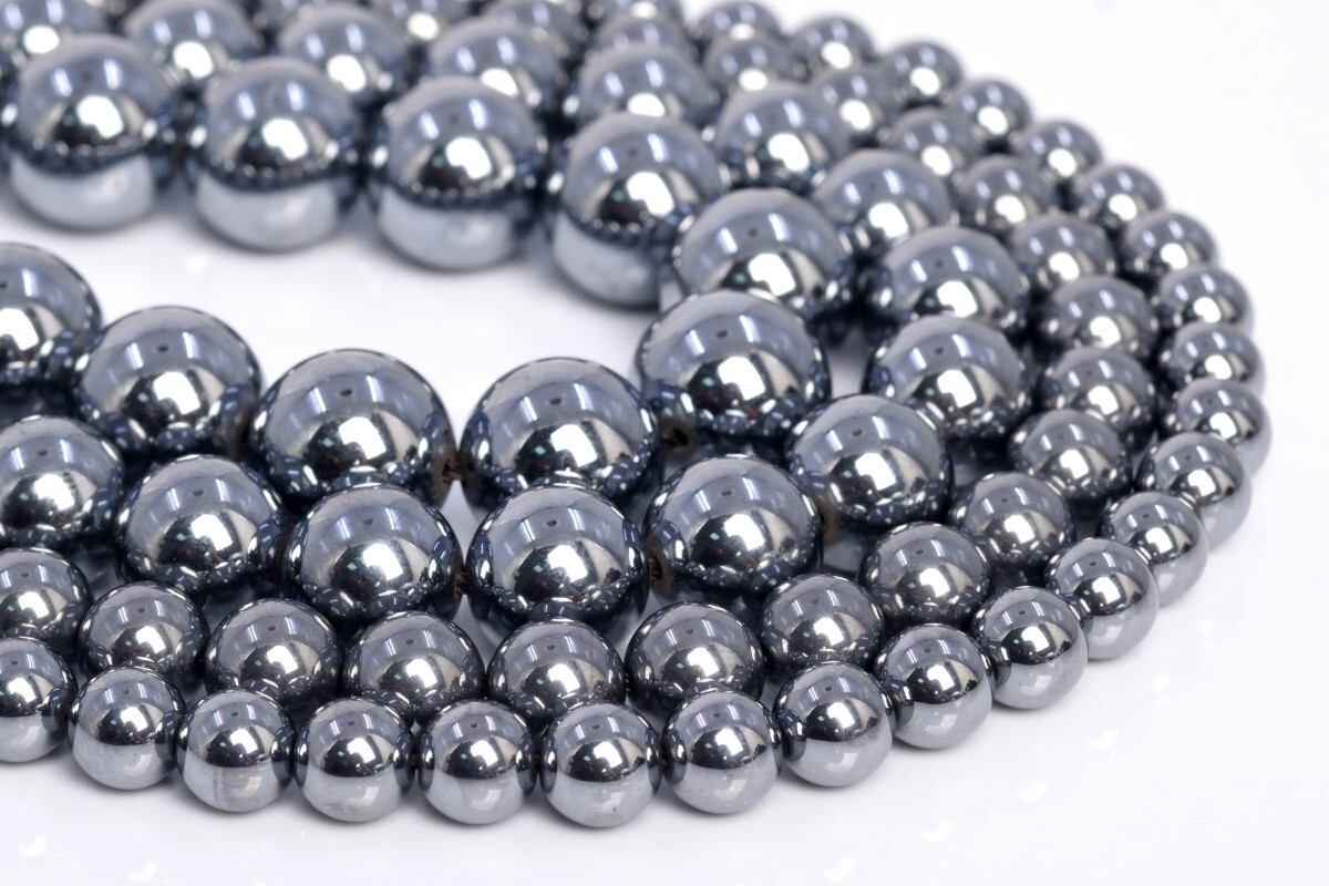 Synthetic Silver Terahertz Beads Grade AAA Round Loose Beads 6/8/10/12MM