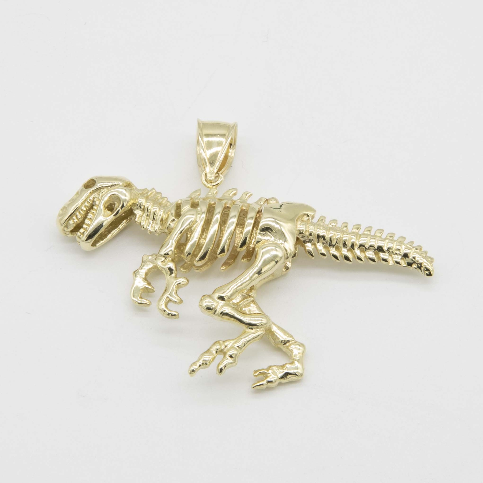 1 3/4″ Shiny T-Rex Dinosaur Pendant Real Solid 10K Yellow Gold