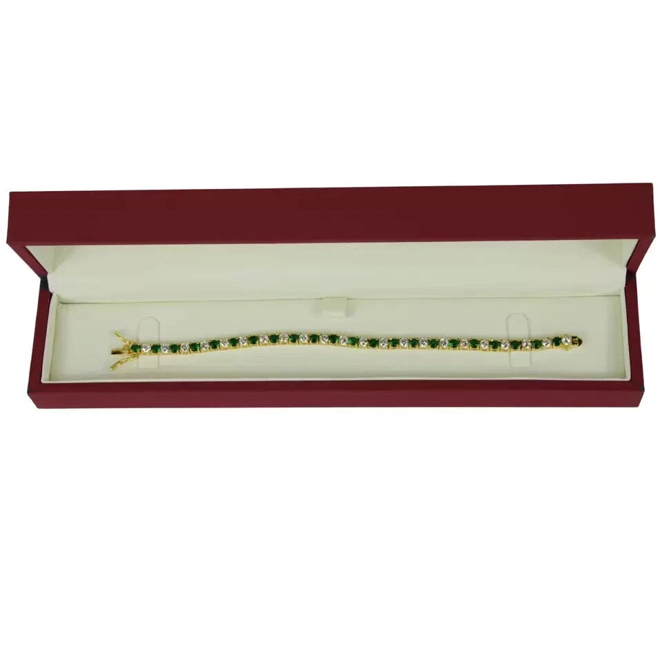 12Ct Round Created Green Diamond Womens Tennis Bracelet 14k Yellow Gold Over 7″