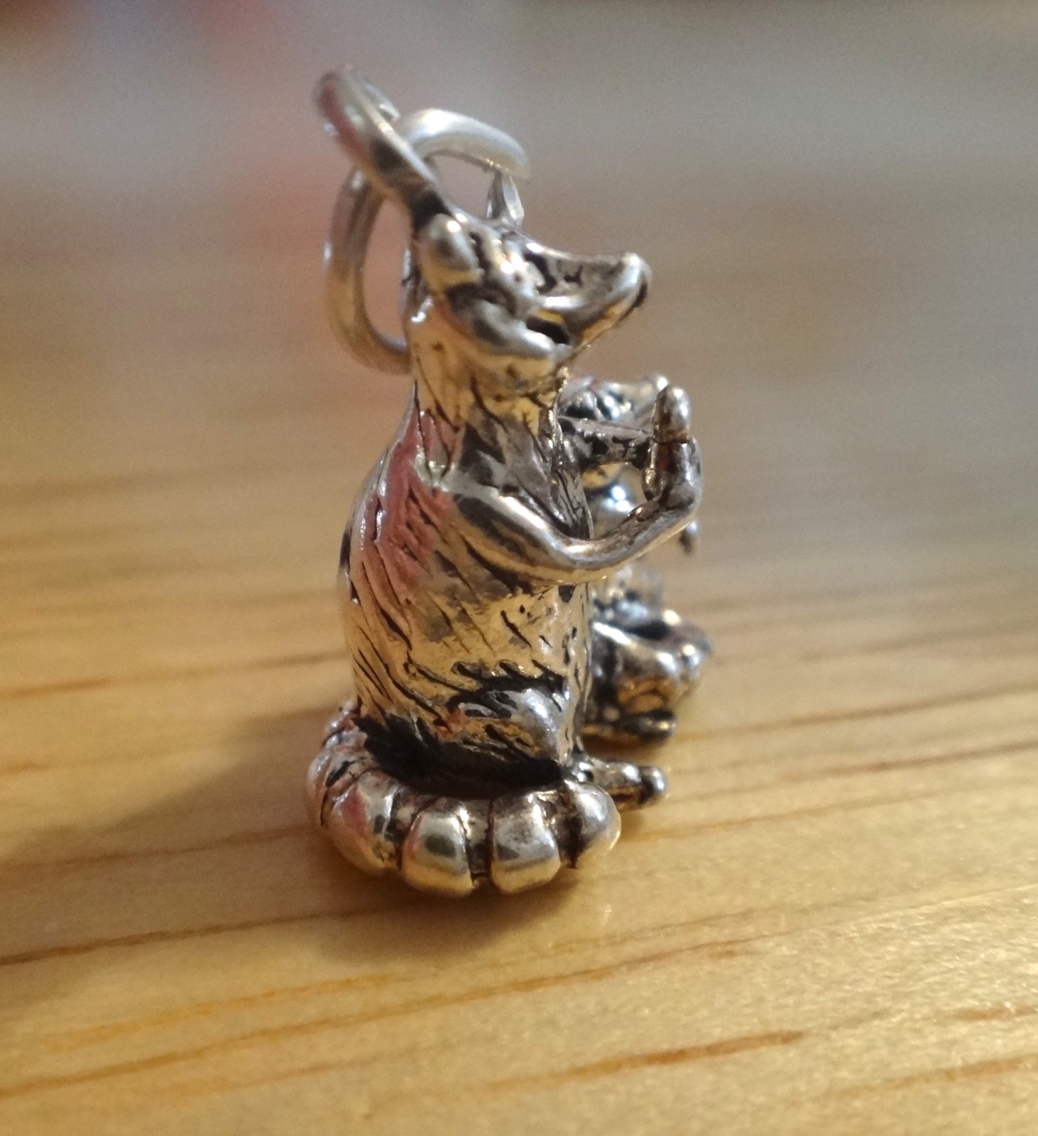 Sterling Silver 3D 16x14mm Detailed Double Raccoon & Baby Zoo Racoon Charm