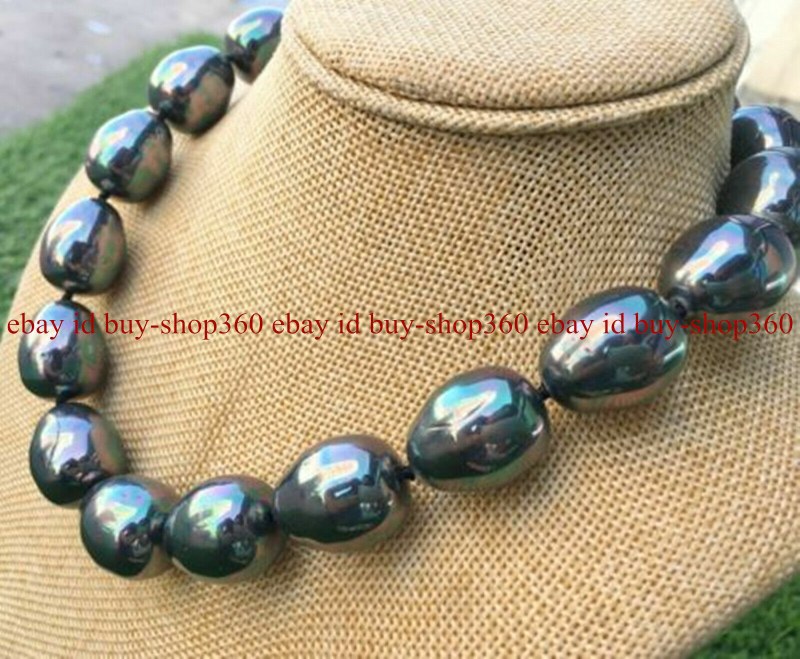 HUGE AAA++ LARGE FASHION 20MM SOUTH SEA BLACK BAROQUE SHELL PEARL NECKLACE 16-36