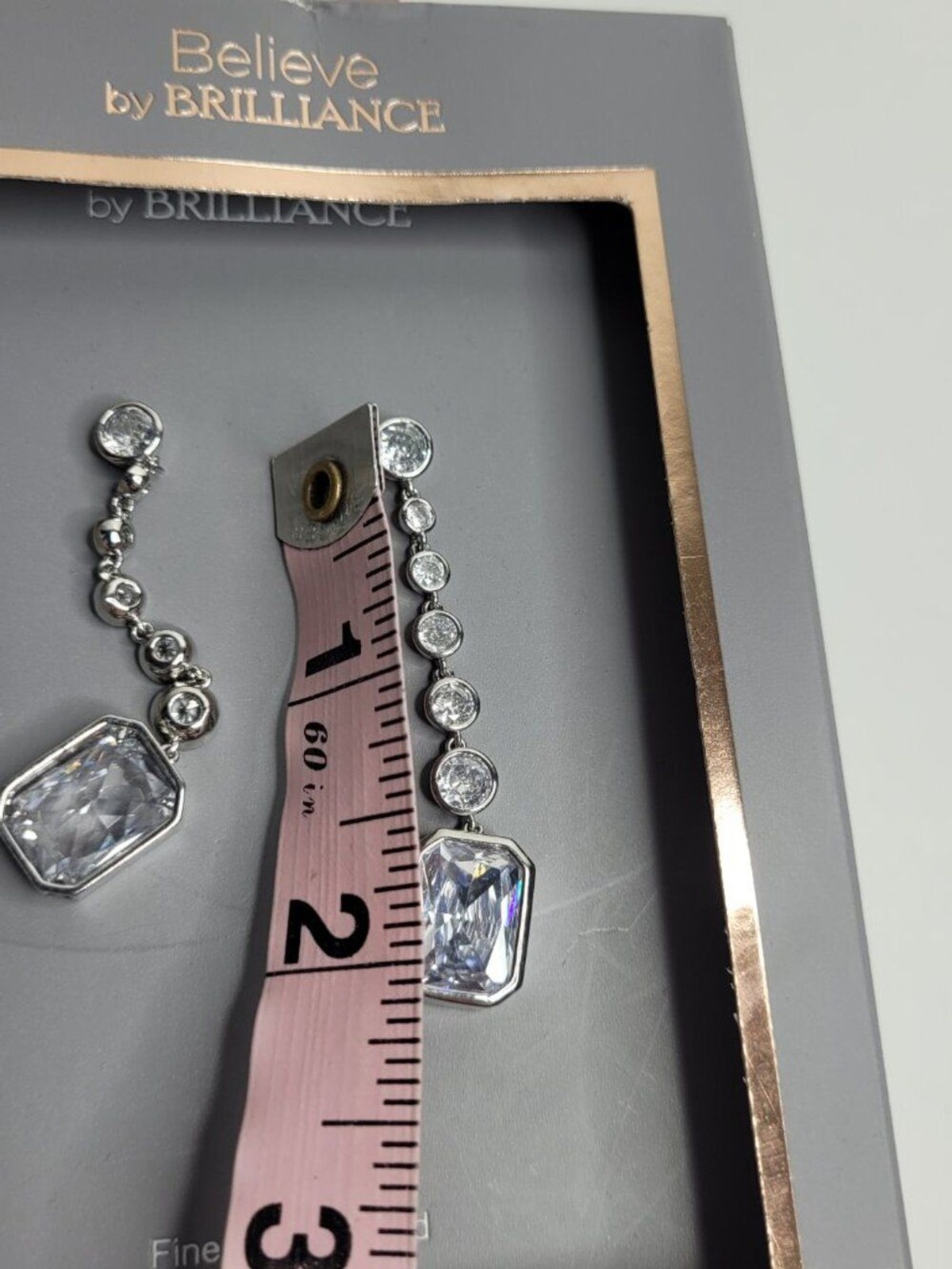 Believe By Brilliance Fine Silver Plated Cubic Zirconia Linear Drop Earrings
