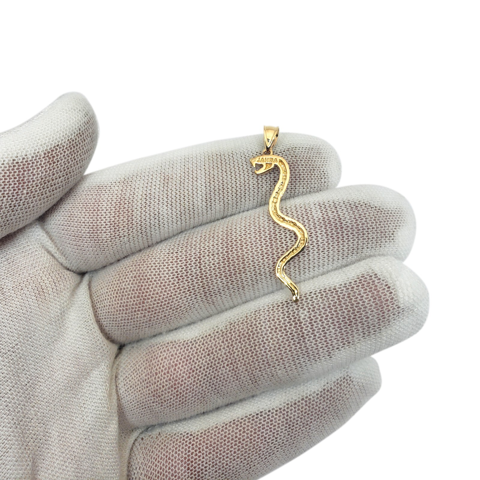 Solid 18K Yellow Gold Snake Pendant Charm, 1.5 grams, 1 1/2″ long