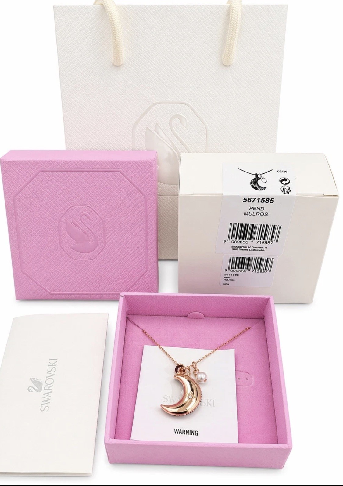 Swarovski Sublima Drop Earrings Asymmetrical Design, Moon, Rose Gold-Tone Plated