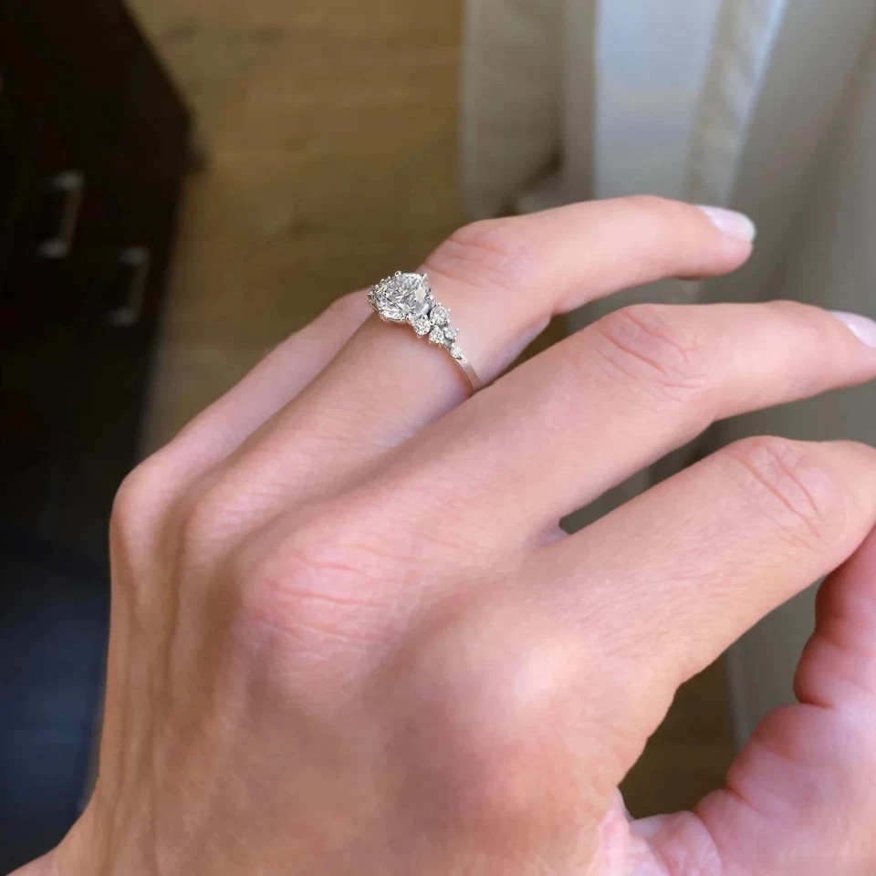 2.20 Ct Round Cut Moissanite Solitaire Engagement Ring 14k White Gold Plated