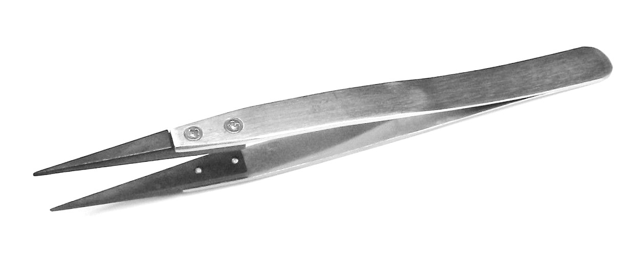Tweezers Non Static Fiber Tip Precision Anti-Static Stainless Steel Tweezers 5″