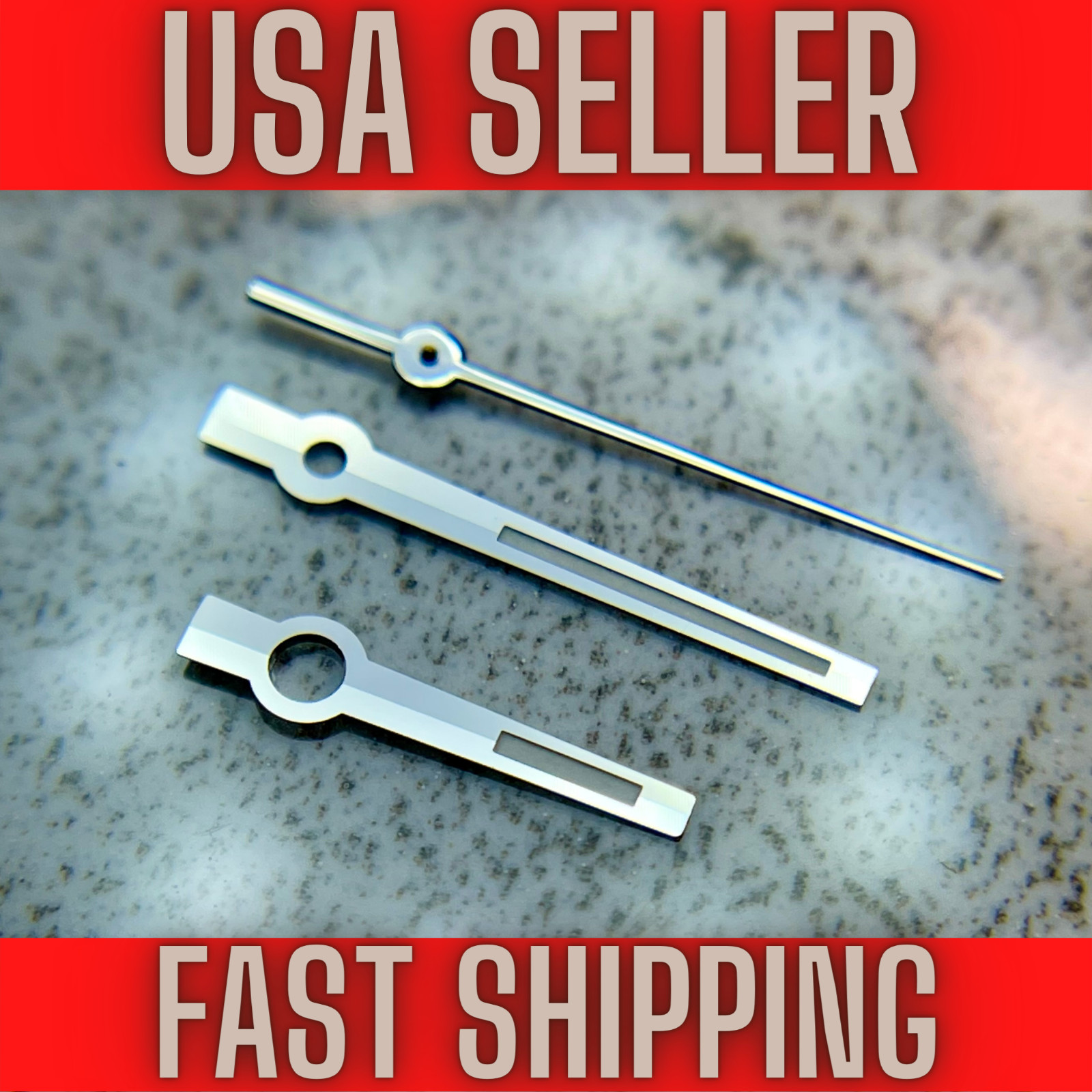 SILVER “BATON” Hands Fits Seiko NH35,NH36,7s26,7s36 SKX007 Green luminous