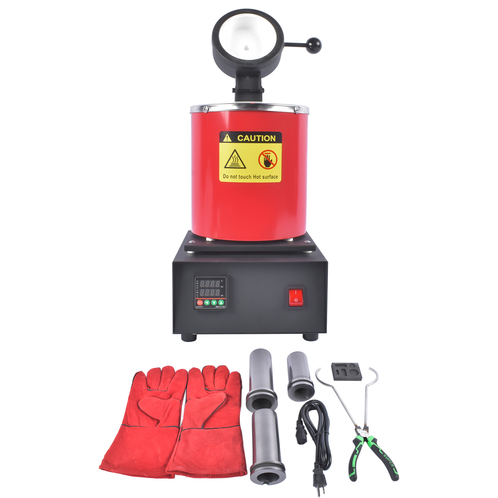 1500W 1150°C/2102°F Small High-Temperature Casting Furnaces 110V Red 1KG 2KG 3KG