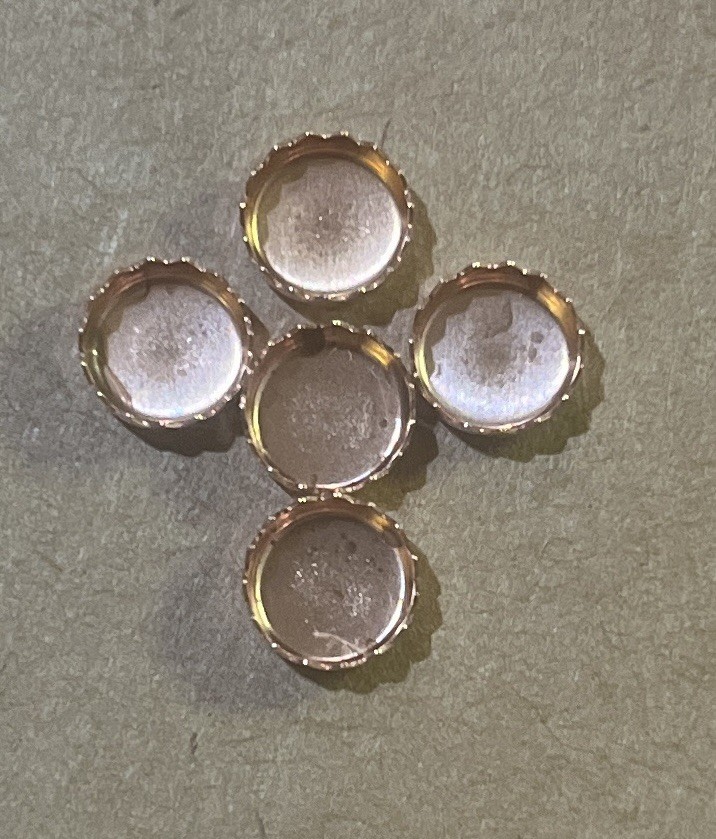 Five 6mm Round Serrated Copper Bezel Cup 24gauge 2mm Wall Height