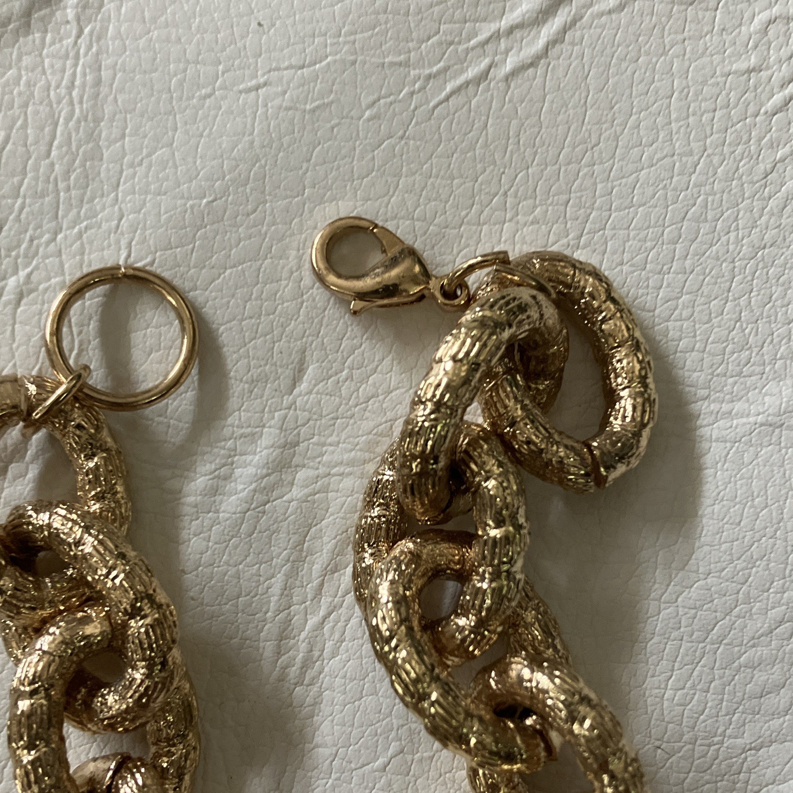 Gold Tone Textured Cable Link Chain Bracelet Metal Lobster Clasp 14 inch extend?
