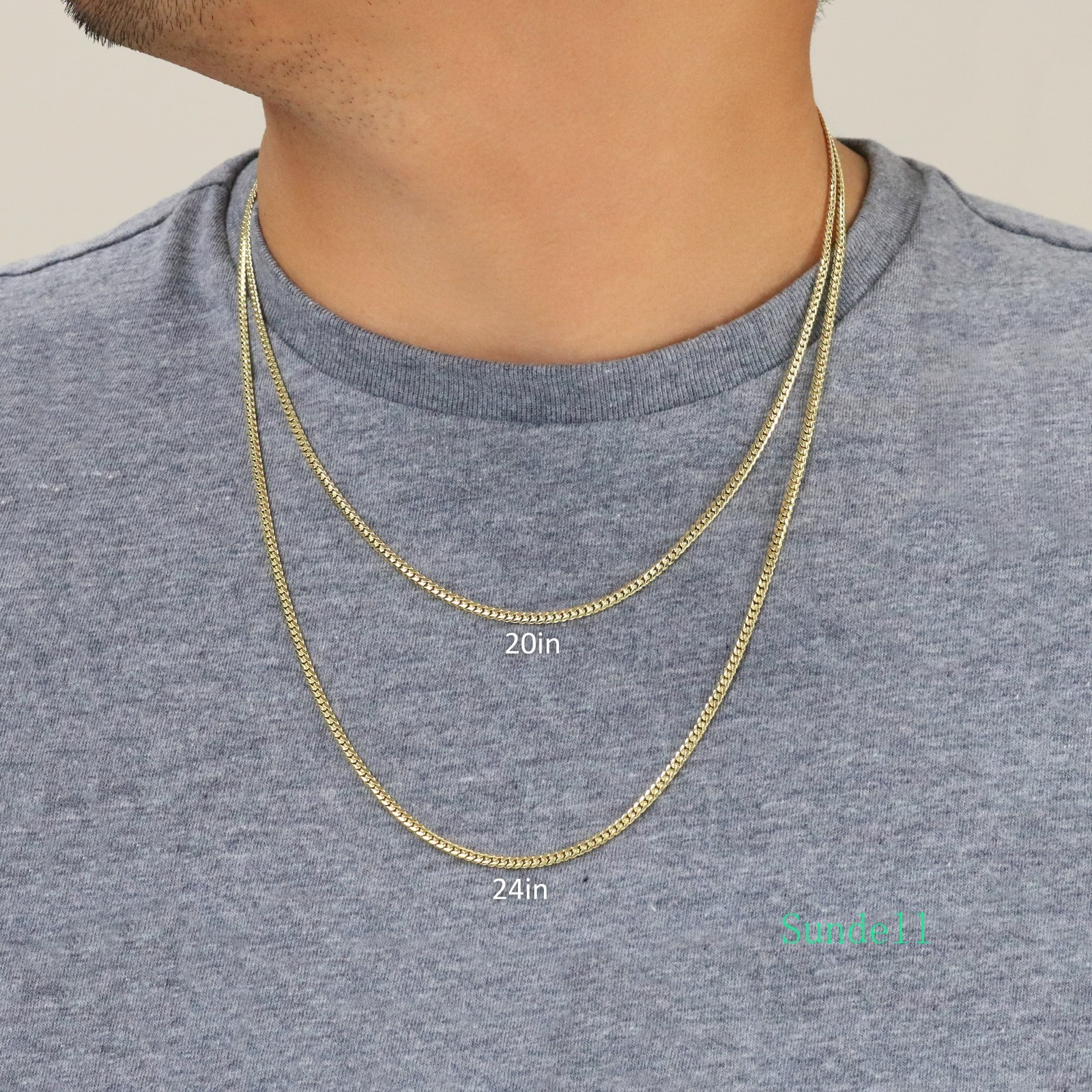 18K Yellow Gold Solid 2.7mm-7mm Miami Cuban Chain Necklace Mens Womens 16″-30″