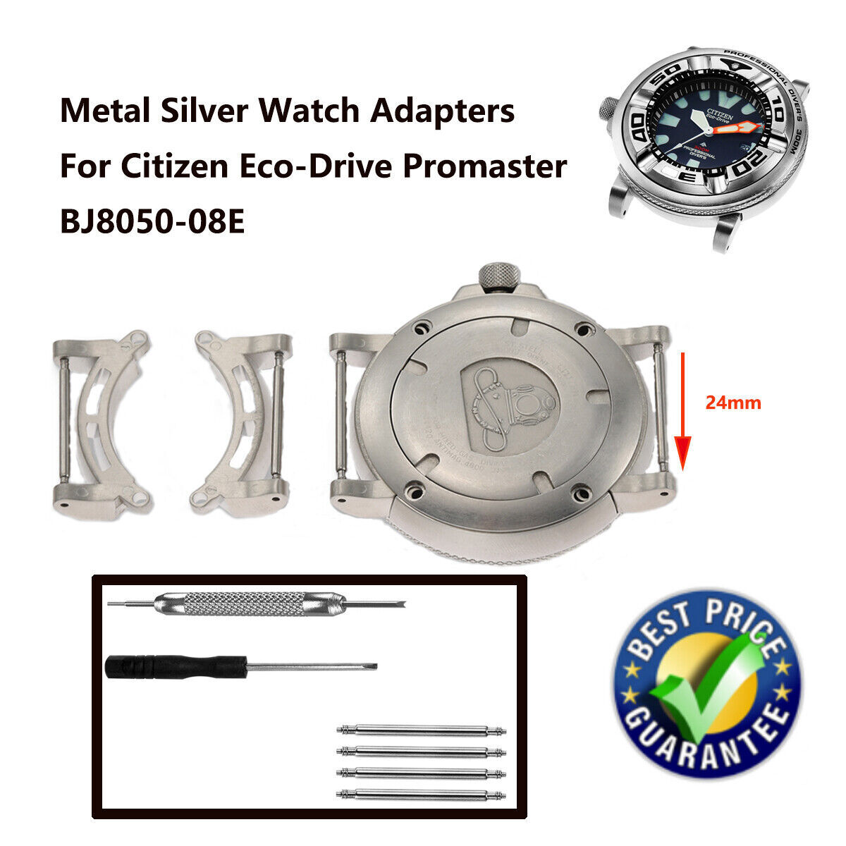Silver brushed Finish adapter $ Citizen Ecozilla Autozilla Eco Zilla Fits BJ8050