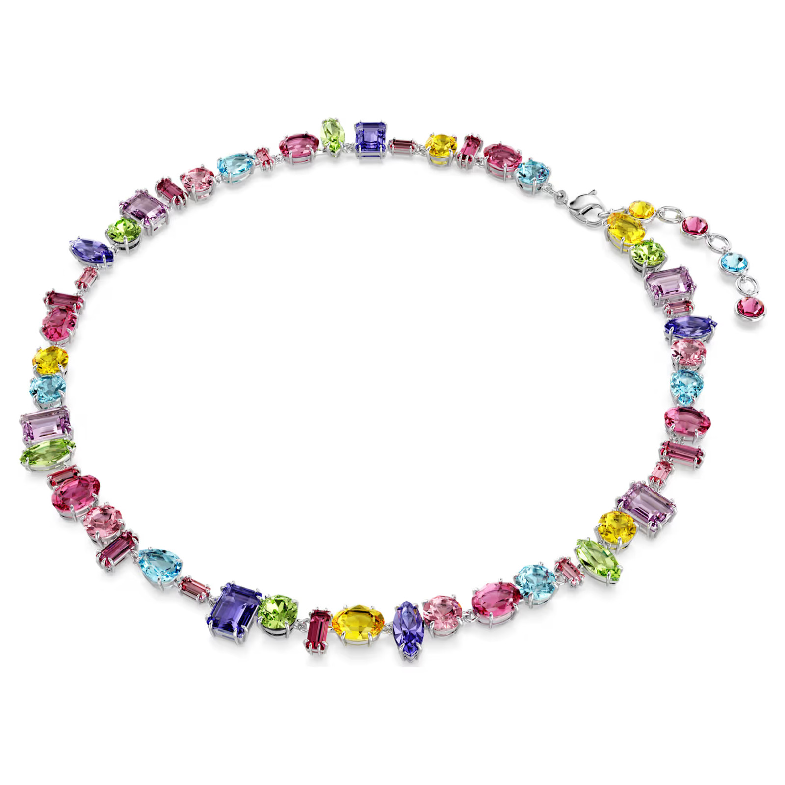 Gema Multicolored Rhodium Plated Necklace Mixed Cuts New