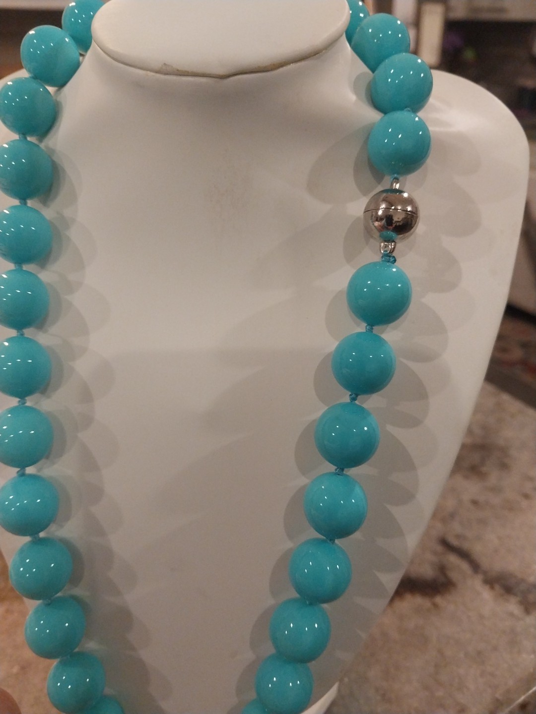 Sleeping Beauty Color Shell Pearl Necklace (20′”)w/magClasp/silvrtne, 330.00 Ct