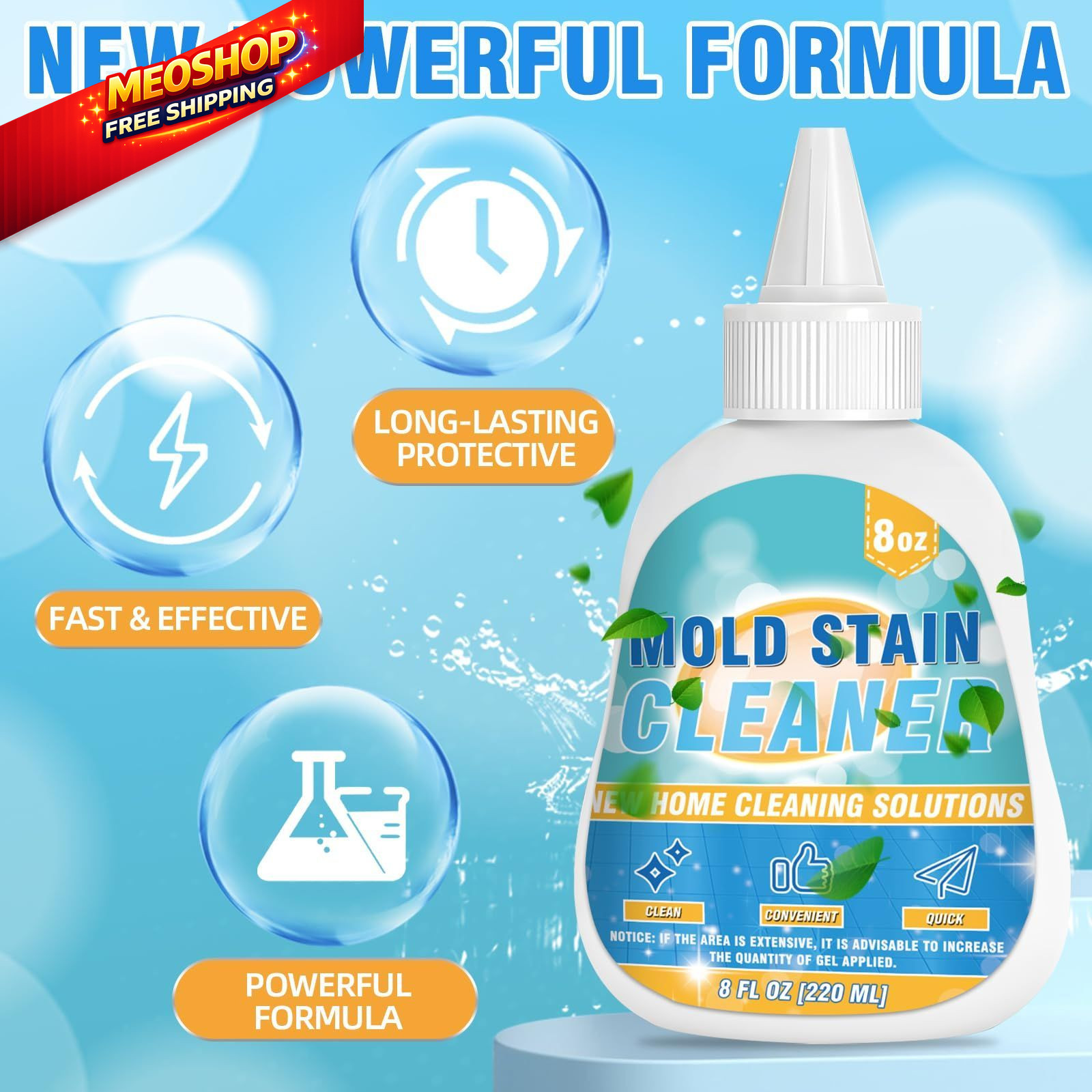 Mold Stain Cleaner Gel, 8 Fl oz Effective Washing Machine 9 Oz (Pack of 1)