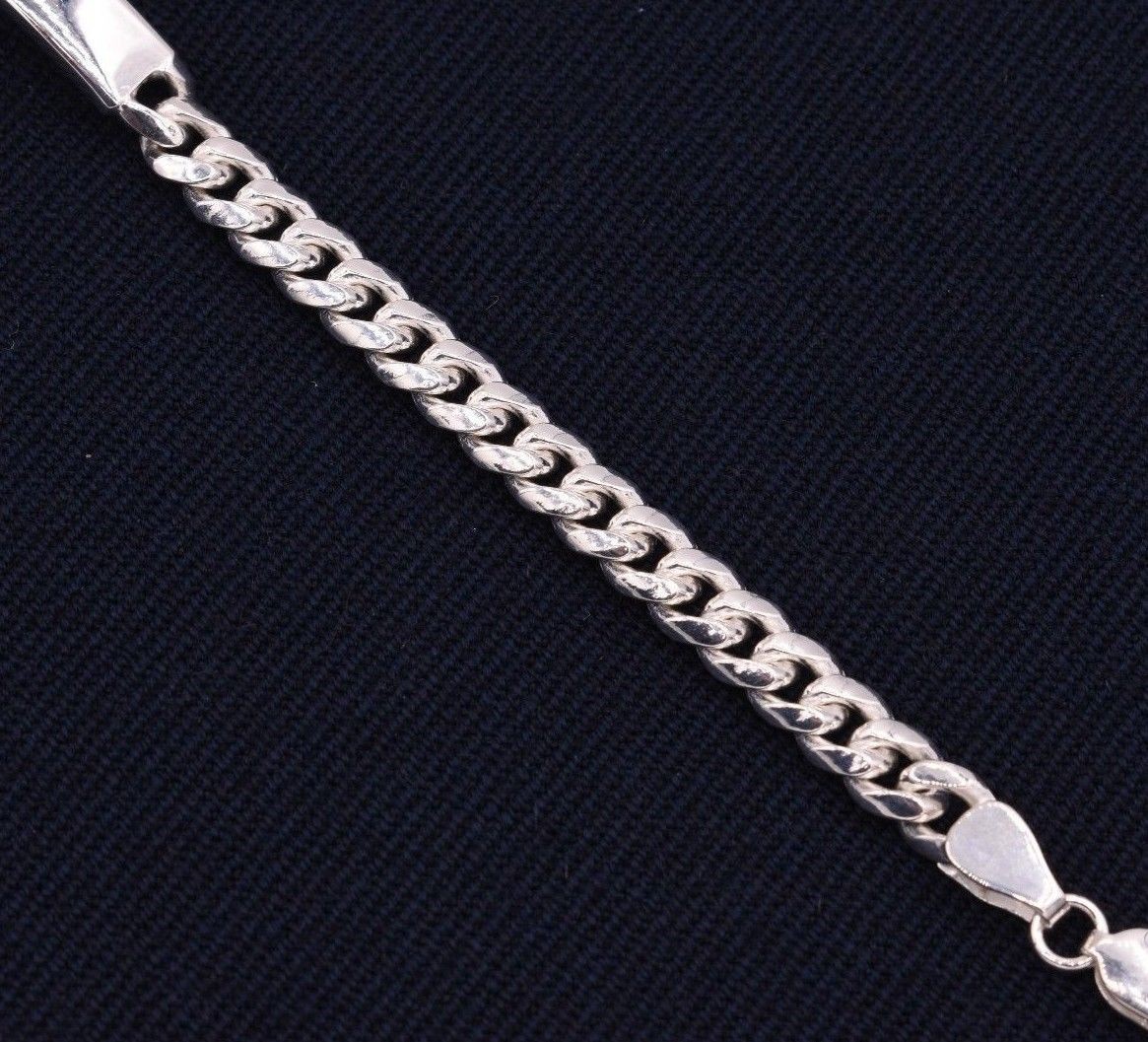 6mm Engravable Solid Miami Cuban Curb Chain Bracelet Real Sterling Silver 925