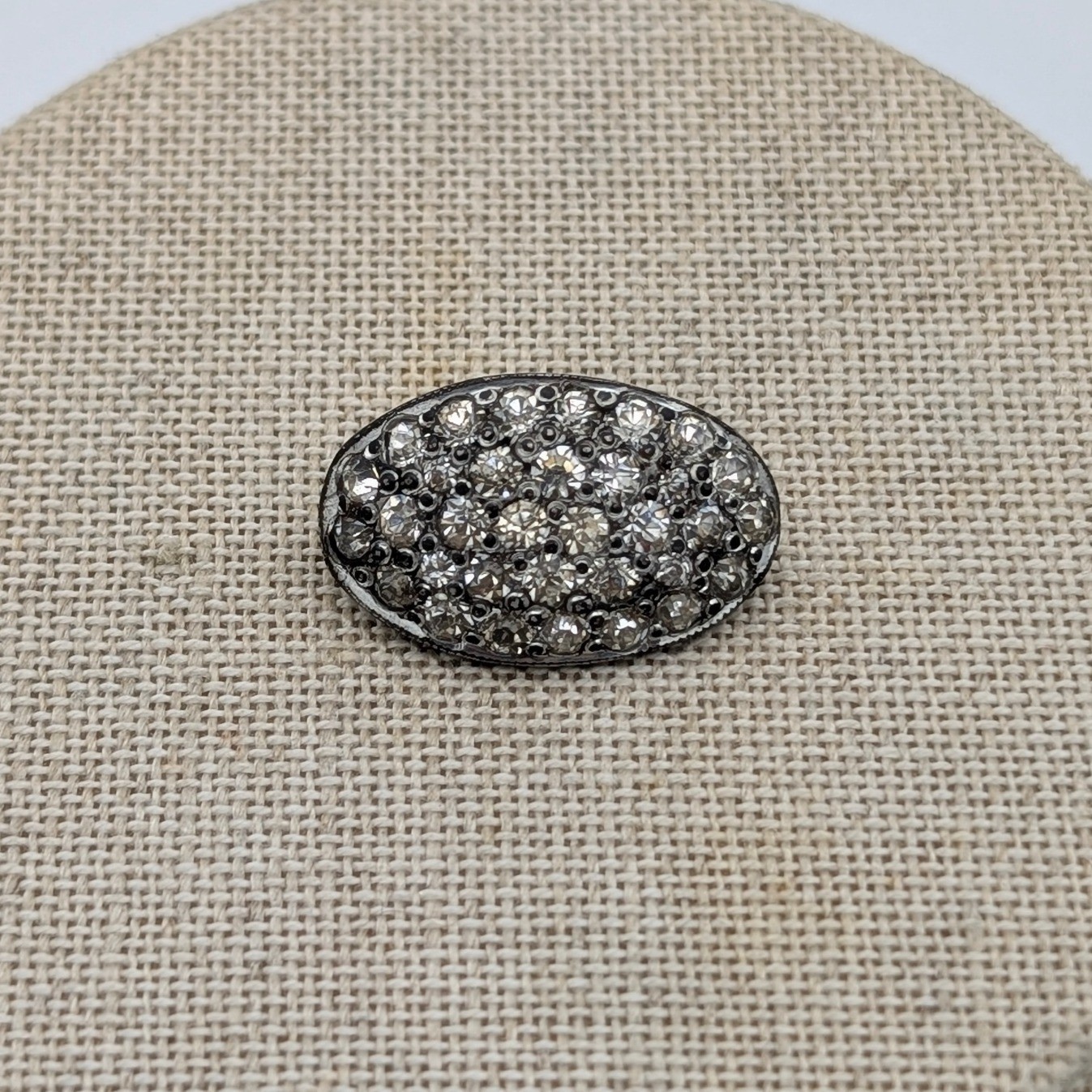 Vintage FN Co. Rhinestone Shoe Clips Pair Silver Tone Oval Sparkle Dress Formal