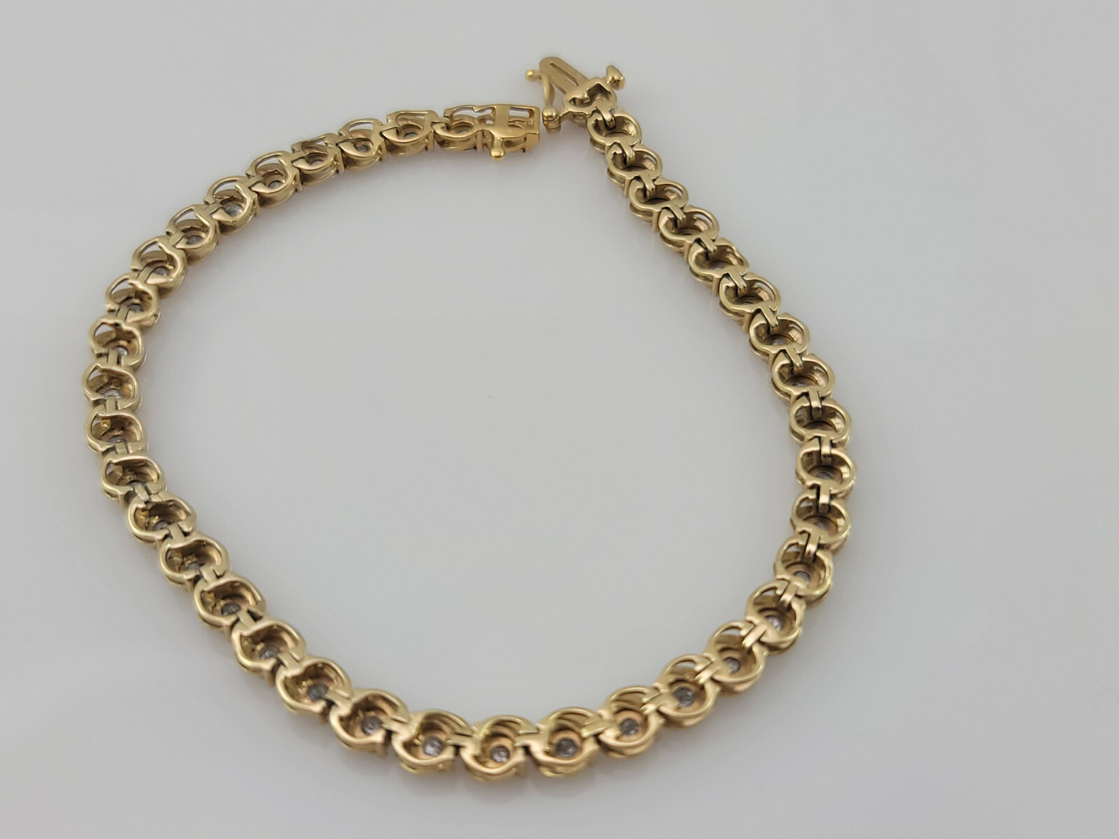 Signed “925 SK9″ 22K Gold Plated, Diamond Tennis Bracelet 7” 5mm, 9.6 grams