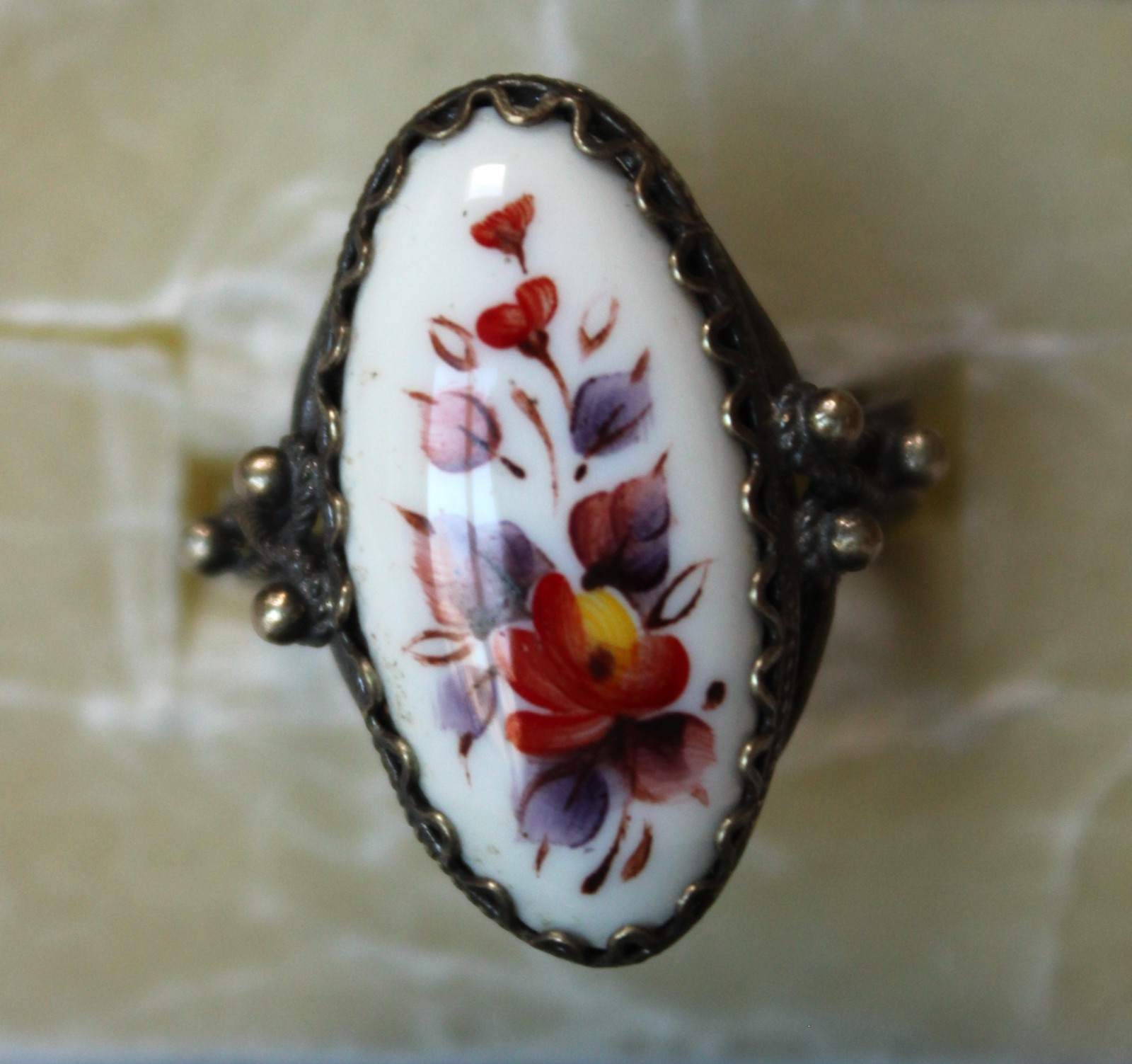 Vintage Russian Hand Painted Enamel Rings 3 Variation Finift Technique #76,80,82