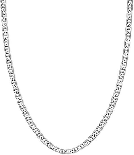 3MM 925 Sterling Silver Italian Diamond Cut Flat Mariner Chain Necklace 16″-30″