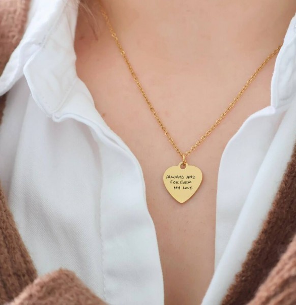 Engraved Heart Necklace: Personalized Stainless Steel Pendant with Free Chain