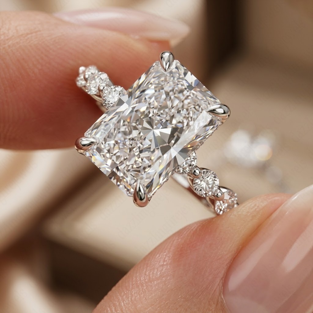 IGI 2.0Ct Radiant Cut E VVS2 Lab Grown Diamond Engagement Ring in 14K White Gold